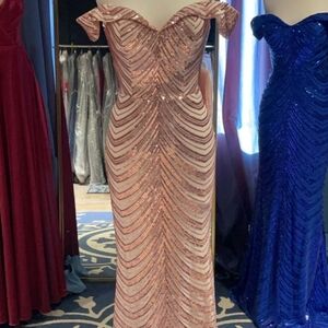 Elegant Sequin Evening Gown in Pink